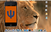 Lion desktop with Psi example app in iOS Simulator